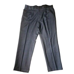 Tasso Elba Wool Cashmere Pants Mens Size 40 Gray Windowpane Pleated Cuffed Retro